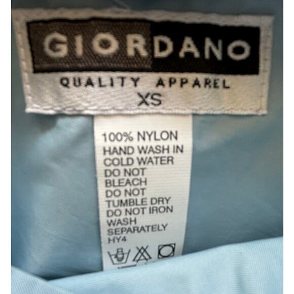 Giordano Waterproof Hooded Rain Jacket Sz XS Blue Elastic Drawstring Packable - Picture 11 of 11